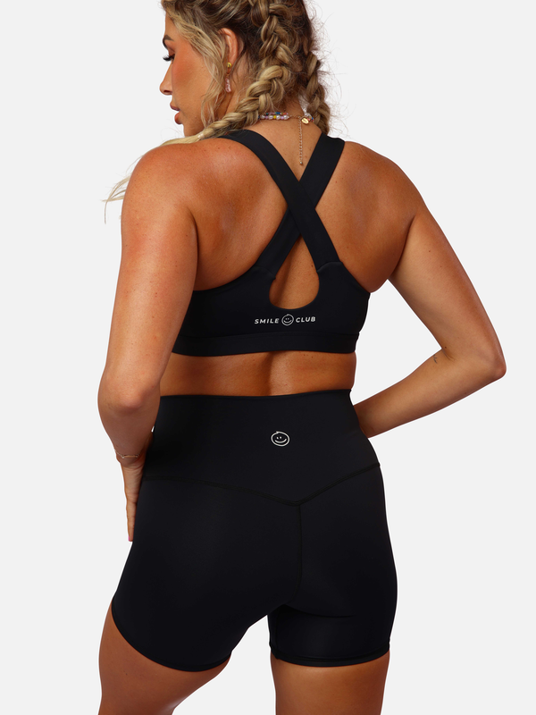 Sporty Spice Sports Bra - Shiny Black - Poledance Bikini Activewear –  Peachbabe Polewear